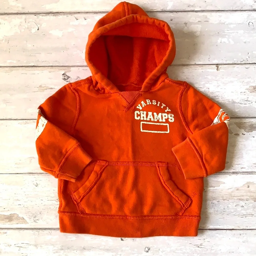 The Children’s Place Boys 12m Hoodie Sweatshirt Jacket Orange Varsity Sweater